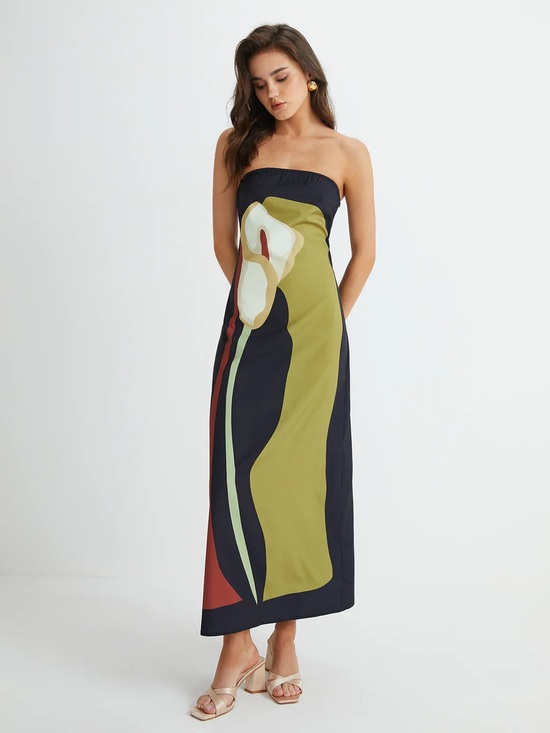 Commense Dresses & Skirts - Commense Floral Print Tube Long Dress
